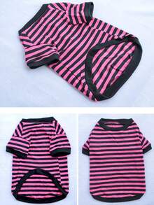 Striped Short Sleeve Pet Outerwear For Pomeranian & Bichon Frise Dogs