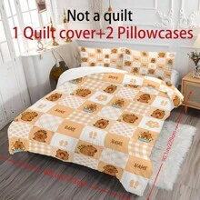 2/3pcs Personalize Name Capybara Cartoon Print Bedding Set, Bebed Comforter Set, With 1 Duvet Cover And 1-2 Pillowcases, King-Size Bedspread, Bed Sheet, Soft Skin-Friendly Polyester, Machine Washable, Dry Clean. It Is Suitable For Home And Bedroom Decoration,Personalized Gifts,Dorm Room Essentials College,Room Decor, Bedding Double, Room Decoration Stuff,Halloween.