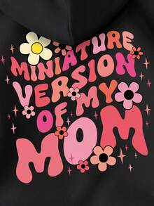 女童字母图案保暖卫衣 - 黑色 - 查看 5