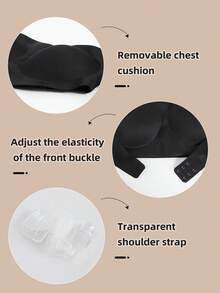 2pcs/Set Sexy Strapless Bra, Seamless Invisible Push-Up Bra Set, 2pcs Front Closure Bandeau Top, Wireless Wedding Bra, Breathable Lingerie - Multicolor - View 7