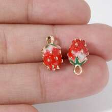 2 piezas/15 piezas/24 piezas Lindos dijes de aleación de zinc esmaltados con diseños 3D realistas de comida, animales, frutas, pasteles, sandía, corazón, cereza, chile, ideales para manualidades y elaboración de joyería