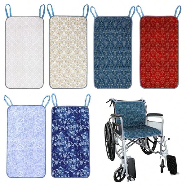 1pc Wheelchair Seat Cushion, Elegant Printed Pattern, Machine Washable & Reusable, Waterproof Wheelchair Pad, Suitable For Wheelchair, Stroller, Chair