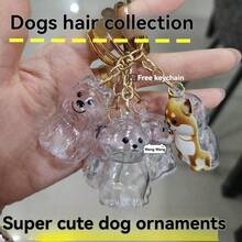 1 件透明可爱狗毛收集挂饰，宠物毛发收纳盒，适用于柴犬、西高地梗毛发钥匙扣 - 彩色 - 查看 4