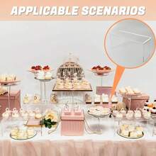 3/6/9 件装亚克力展示架，加厚矩形展示架，适用于商家活动，可用于展示纸杯蛋糕、香水等。 - 無色 - 查看 3