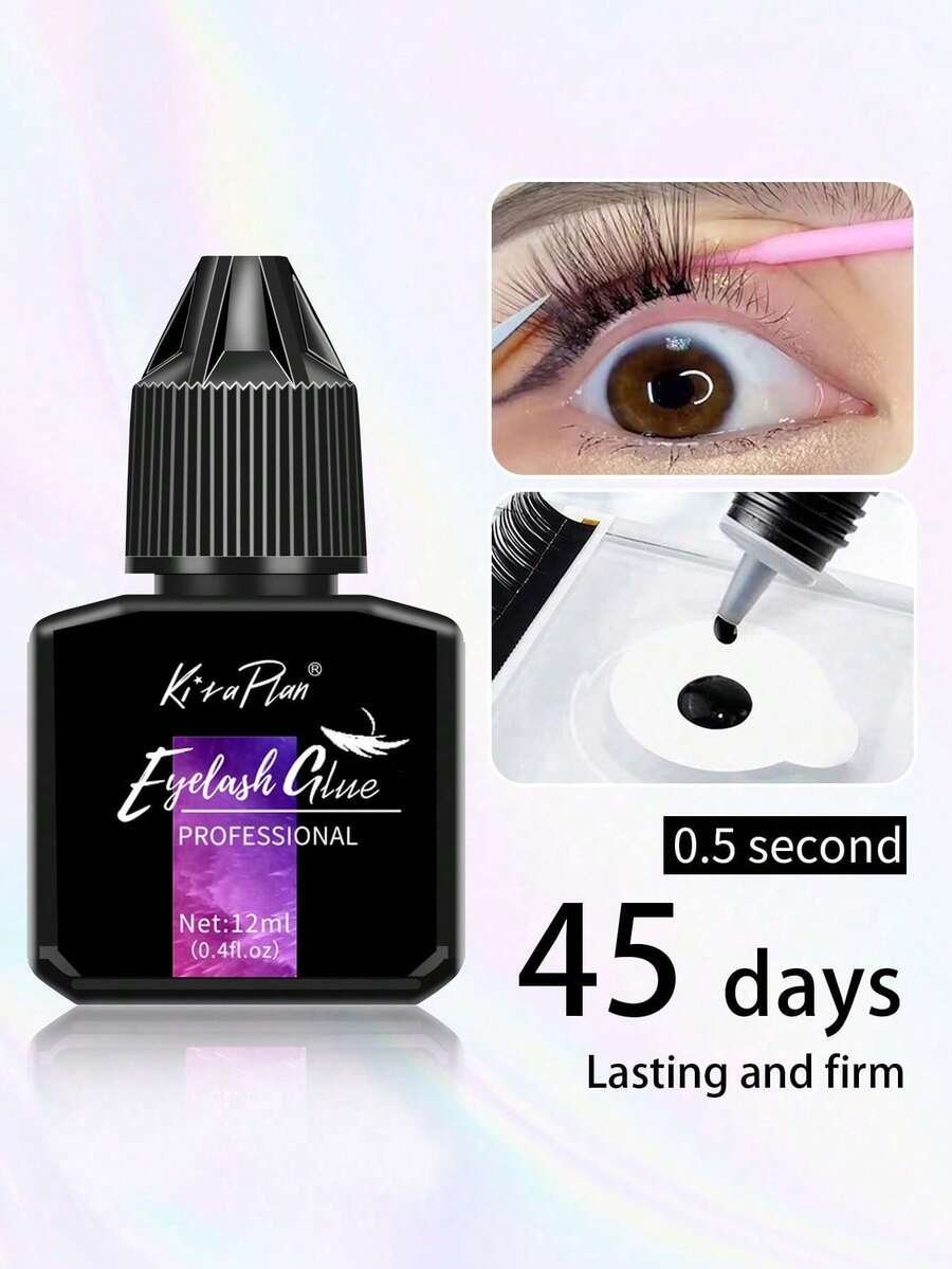 5ml/12ml Eyelash Glue Eyelash Extension Supplies Black Lash Extension Eyelash Adhesive Strong Hold Drys In 0.5-1s With 6-7 Weeks Retention By Existing Beauty Lashes For Beginners To Use At Home And Cluster Lash DIY - màu đen - Xem 1