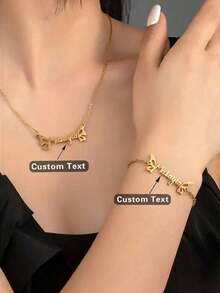 2 Stücke personalisierte Edelstahl Schmetterling Halskette und Armband Set mit individuellem Namen - perfektes Geschenk zum Valentinstag und Jahrestag - minimalistisches Modedesign, geeignet für Dekoration, multifunktional, dekorativ, Buchstabe, Mode, modern, farbig, süß, charmant, lässig, personalisiert, einzigartig, anpassbar, Sohn