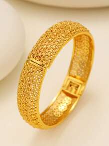 1 سوار من النحاس المطلي بالذهب عصري، مناسب للارتداء اليومي والمناسبات للنساء، هدية