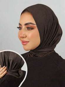 1件装女士阿巴雅配饰，方便的纽扣式运动速戴头巾，日常休闲头巾/发带，休闲内衬帽，适合连衣裙穿着。 - 羈扣帽 - 查看 16