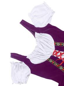 慕尼黑啤酒节狂欢节服装女士德国连衣裙角色扮演圣帕特里克节服装，万圣节 - 紫色 - 查看 4