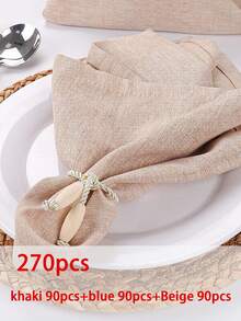 6/12/270 件简约纯色布餐巾，可水洗，可重复使用，适用于餐厅、派对、宴会、餐桌 - 彩色 - 查看 15