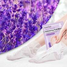 5 件 | 1 件去角质足膜，适用于干裂足部 - 婴儿柔软足膜袜，用于去除死皮、足跟龟裂和老茧 - 薰衣草、乳木果油、芦荟 - 男女通用 - 紫色 - 查看 5