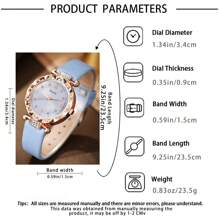 Rose Gold Tone Watch Case + Matching Jewelry Set, Elegant And High-End, Shines In Daily Gatherings