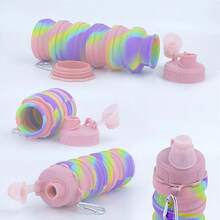 Collapsible Water Bottles Travel Water Bottle Sports Portable Sport Water Bottle Reusable Water Bottles Comes With Mountaineering Buckle 500ml Silicone Water-Proof Camping Water Bottle,9743645