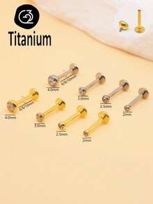 1pc 16G 1.2mm 2-4mm Titanium Zirconium Lip Stud, G23 Titanium Zirconium Dome Earring, Internal Thread Cartilage Stud, Nose Stud - Diamond Flat Lip Studs - View 11