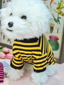 Striped Short Sleeve Pet Outerwear For Pomeranian & Poodle Dogs