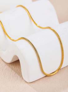 1 buc Brățară simplă din oțel inoxidabil cu lanț din os de șarpe pentru femei, cu șnur reglabil și mărgele contractabile, design în stil Ins