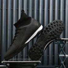 Zapatos de fútbol para hombres y mujeres, estudiantes y adultos, adecuados para césped artificial y natural, tacos largos AG, antideslizantes, tallas pequeñas y grandes, profesional, zapatos de fútbol de caña alta negros, juventud en stock, zapatos de partido - Negro - Ver 5