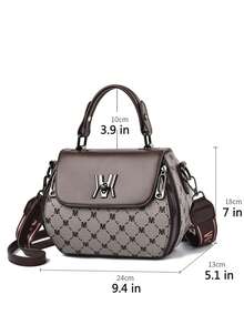 三件套：仿皮手提包、女士托特包（涤纶内衬，按扣开合）、配套单肩包和手拿包 - 咖啡 - 查看 5