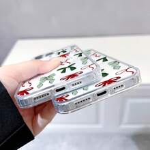 Funda para teléfono con un elegante diseño de lazo. Compatible con 16 Pro Max, 16 Pro, 16 Plus, 16, 15, 15 Pro Max, 14 Pro, 14 Plus, 13 Pro, 12 Pro y 11. Resistente a golpes, magnética, con carga inalámbrica. Accesorios transparentes de acrílico. - Blanco - Ver 5