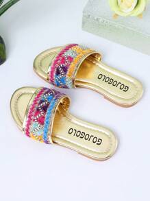 1 Paar modische Mädchen Sommer Strandpantoffeln, einzigartiges Stildesign, Lieblinge der Kinder, geeignet zum Tragen und für Fotoshootings bei verschiedenen Anlässen