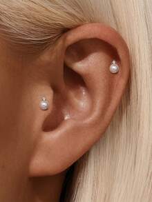 1 对复洛克珍珠耳钉 18K 镀金仿古仿珍珠吊坠耳环女士日常佩戴婚礼派对订婚情人节礼物