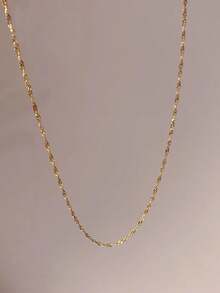 Nooxian 1 件女士不锈钢金色波浪链项链，适合日常佩戴 - 金黃色 - 查看 5