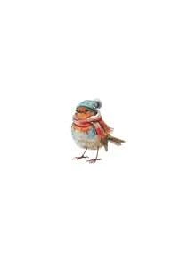 Christmas Scarf, Hat, Bird Wall Sticker For Bedroom, Entrance, Bathroom, Home Decor, Self-Adhesive