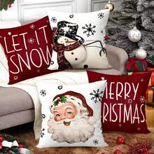 4 Stück/280 Stück Kissenbezüge mit Weihnachtsthema, Motiv Weihnachtsmann & Schneemann, 45x45cm Kissenbezüge für Weihnachtsdekoration im Wohnzimmer, Schlafzimmer, Sofa, Weihnachtsfeier, Restaurant, Partyatmosphäre, Kissenfüllungen nicht enthalten - Weihnachtsmann Kopf Weihnachten Schneemann - Übersicht 7