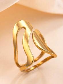 1pc Exaggerated Hollow Butterfly Shaped Titanium Steel Adjustable Thumb Ring For Women, Fashionable, Suitable For Daily Wear, Party And Weddings - Gold - View 9