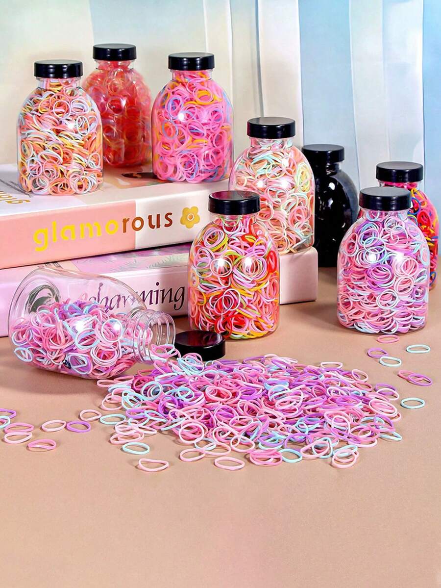 1 Jar Of Approx. 1000pcs Colorful Black And Spring Colored Hair Ties, High Elasticity Hair Ties Packaged In A Jar, Disposable Hair Elastics In Colors, Suitable For Girls' Hairstyles Accessories,Hair Accessory,Hair Accessories,Hair Accessories For Women,Fall,Travel,Hair Tools,Accessories Women,Hair Stuff,Fall,Hair,Hair Accessories,Hair Accessories For Women,Travel,Hair Accessory,Hair Accessories Women,Hair Tools,Hair Stuff,Stuff,Beauty Accessories,Gifts,Travel,Gifts For Women,Hair Stuff,Stocking Stuffers,Stocking Stuffers,Stocking Fillers,Stocking Stuffers For Women,Stocking Fillers Women, Gifts,Gifts, Stocking Fillers,Gifts For Women,Gift, Gift,Stocking Stuffers For Adults,Stocking Fillers For Adult,Hair Stuff,Women's Accessories,Stocking Stuffer,Coming-Of-Age Hair Accessory, Hair Accessories,Gift Ideas For Women,Beauty Stocking Fillers, Gifts For Women - Multicolor - View 1