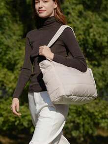 Bolso de mano para mujer, bolso de mano ligero y esponjoso con compartimentos, bolso de hombro acolchado, adecuado para viajes, trabajo, gimnasio, también adecuado para volver a la escuela, - Rojo (1 pieza) - Ver 6