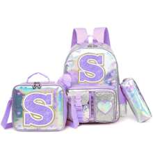 Backpack For Girls Purple Love Printed Letter Backpack For Primary School Return To School(The Size And Font Of The Letters Are Random)