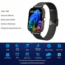 Eytlptoc Multifunctional Smart Watch: (Answer/Dial Calls), Step Counter, Calorie, Multiple Sport Modes, Remote Camera Control, Music Playback Control, Alarm, For Women & Men, 1.85" Full Touch Screen, Wireless Connection To Smartphones, Fashionable Wearable & Lightweight Watch
