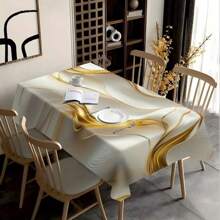 Set de 5 piezas/7 piezas de mantel y funda para silla de mármol ondulado de platino de alta calidad, lavable, adecuado para todas las estaciones, decoración del hogar, fiesta interior y exterior