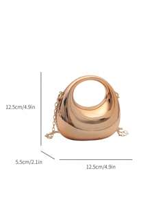 亚克力新月盒形迷你手提包，时尚百搭链条单肩斜挎包，口红袋，耳机盒 - 金色 - 查看 8