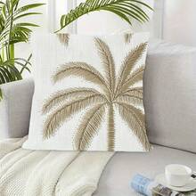 18x18 Inch Vintage Style Palms Tree Throw Pillow Cover, Decorative Pillowcase With Envelope Closure, Machine Washable, Single-Sided Printed Design For Living Room, Bedroom, Sofa & Car Decor, Cushion Pillow, Bedroom Accent, Contemporary Aesthetic - 樣式 1 - 查看 1