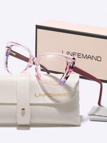 LINFEMAND Unique Cat Eye Multi-Color Block Decor Fashion Non-Prescription Glasses, High-End Clip-On Design For Party, Festival Gift For Women - Clear - View 4