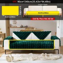 1pc Plush Rabbit Fur Sofa Cushion Cover, Thickened Sofa Protector, Non-Slip Sofa Slipcover, Suitable For Home, Living Room, Bedroom, Office, 4 Seasons - Dark Green - View 22