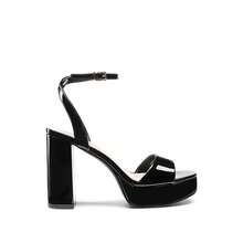 Women Chunky High Heel Sandals Fashion Open Toe Platform Heeled Sandals For Prom Dancing Wedding - ĐEN/PAT - Xem 5