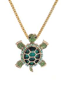 Cute Sea Turtle Keychain Lightweight Skeleton Design Full Colorful Rhinestone Inlaid Animal Turtles Charms Dangle Keyring Jewelry Metal Alloy Car Key Holder Handbag Backpack Ornament Accessories Gift For Friends