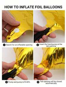 手持式气球泵套件，双向手动气球充气器 - 适用于派对、婚礼、生日、特殊活动、气球配件、带金色装饰的优雅气球泵 - 手持式、便携式、适用于婚礼、生日、毕业典礼、气球充气器、时尚设计、耐用塑料、马卡龙气球泵