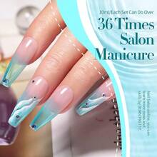 Jelly Gel Nail Polish Set Spring Summer Crystal Glass Translucent Pastel Gel Polish Blue  Yellow Pink Soak Off UV Gel Polish 7ML 6PCSDEVO - 海玻璃 - 查看 5
