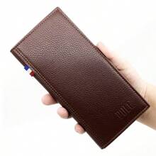 Portafoglio lungo da uomo. Portafoglio da uomo in PU semplice e business, con tre pieghe. Borsa multifunzionale con più slot per carte