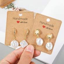 Femtindo 150 Pack Earring Cards For Jewelry Packaging DIY Earrings Holder Display Card With Bag For Studs Selling (White(Earring Card), 5x6.5cm) - Brown(Earring Card) - View 3