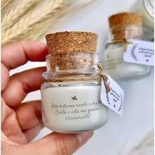 10 Christening Favors With Message - Baby Scented Candles 40g - White - View 3