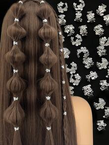 50pcs/Set Retro Flower Decorated Hair Scrunchies - Fashionable Hair Clips, Suitable For Women And Girls - Hair Accessories, Braided Hair Decor