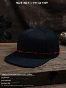 MAKEFGE 1 件男士户外休闲时尚黑色纯色个性化嘻哈帽，街头风格平檐帽适合街头和日常穿着