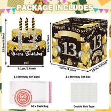 13th Birthday Money Gift Box, Happy Birthday Theme Party Favor - Black - View 2