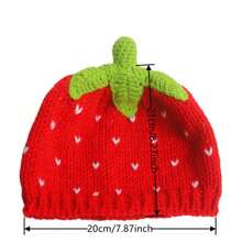 1pc Adorable Red Strawberry Design Knitted Beanie Hat For Women, Handmade Crochet Warm Cap For Autumn & Winter Daily Casual Wear Hat Valentine's Day