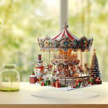 1 pezzo Decorazione da tavolo in stile bohémien in acrilico con carosello rotante - Decorazione natalizia 2D, adatta per la casa e la scrivania dell'ufficio, regalo per le vacanze